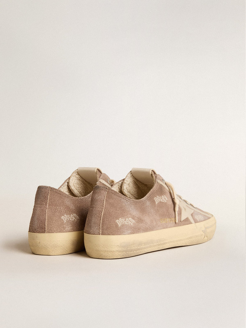 Golden Goose Men's V-Star in dove-gray suede with light gray leather star