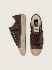 Golden Goose Men's V-Star in brown nubuck with tobacco-colored suede star