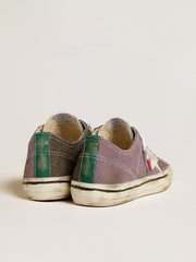 Golden Goose Men’s V-Star LAB in lilac leather and glitter with white star and silver glitter tongue