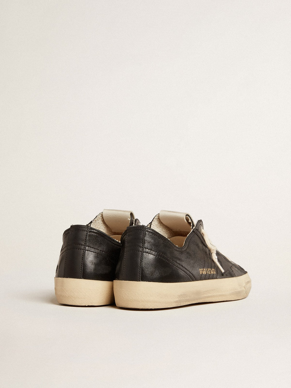 Golden Goose Men's V-Star in black nappa leather with a black leather star