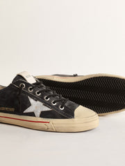 Golden Goose V-Star  in blue leather with silver metallic leather star