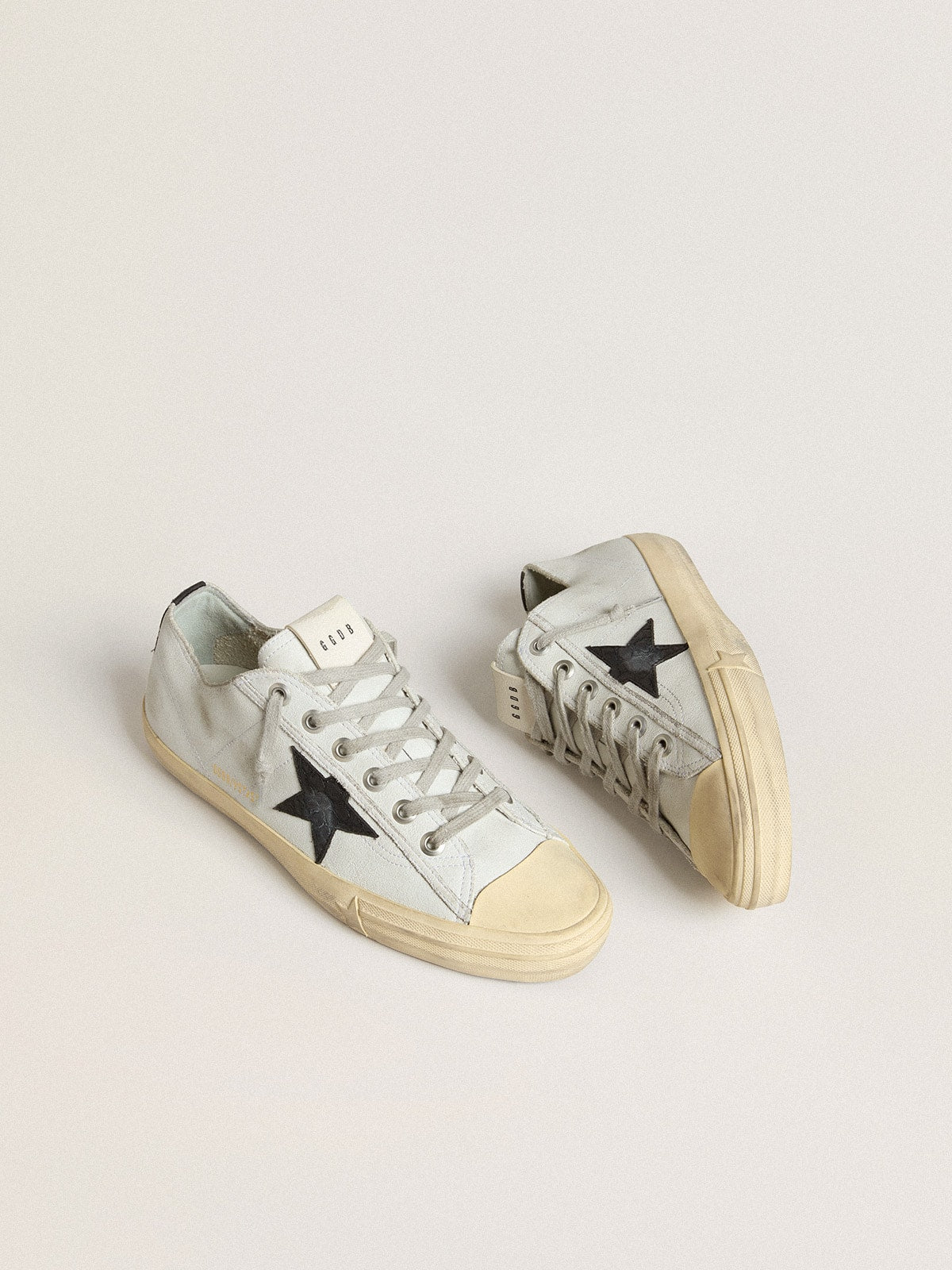 Golden Goose V-Star in leather with black crocodile-print leather star and heel tab