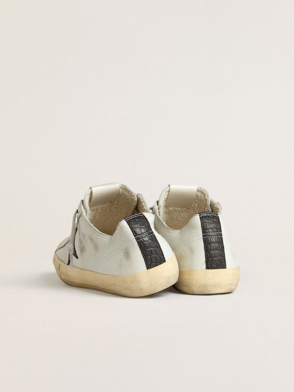 Golden Goose V-Star in leather with black crocodile-print leather star and heel tab