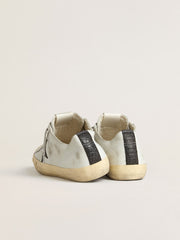 Golden Goose V-Star in leather with black crocodile-print leather star and heel tab