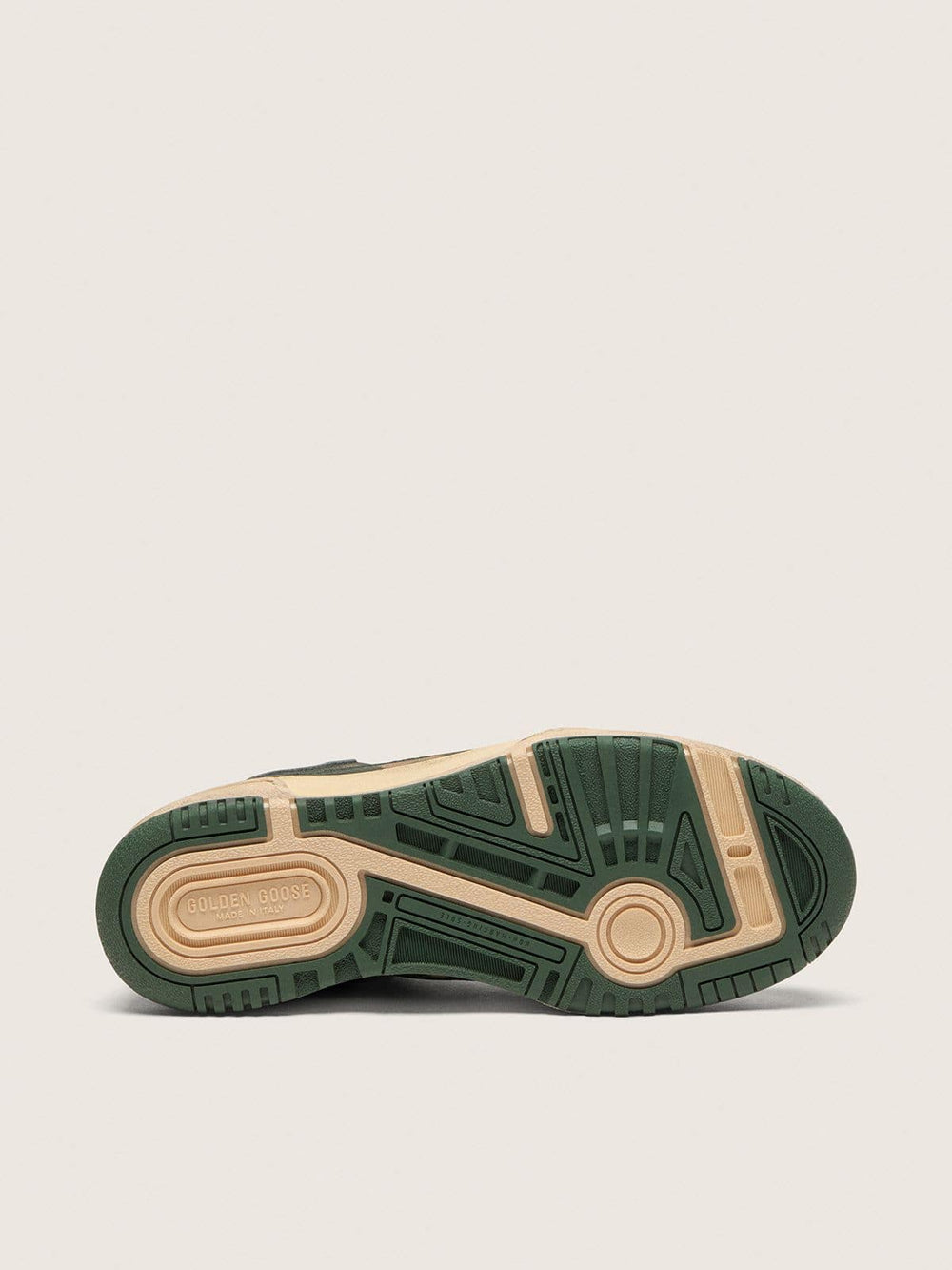 Golden Goose Men's Forty2 in green leather and cream nylon with TPU star and silver leather heel tab