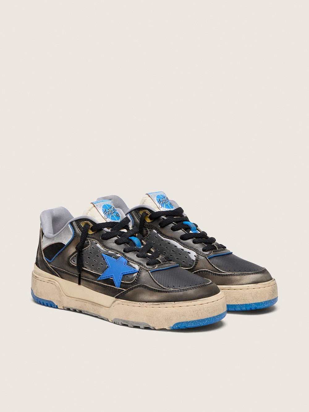 Golden Goose Men's Forty2 in black foam rubber and leather with TPU star and black leather heel tab