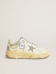Golden Goose Men’s Forty2 in white leather with laces with Swarovski crystals and gray TPU star