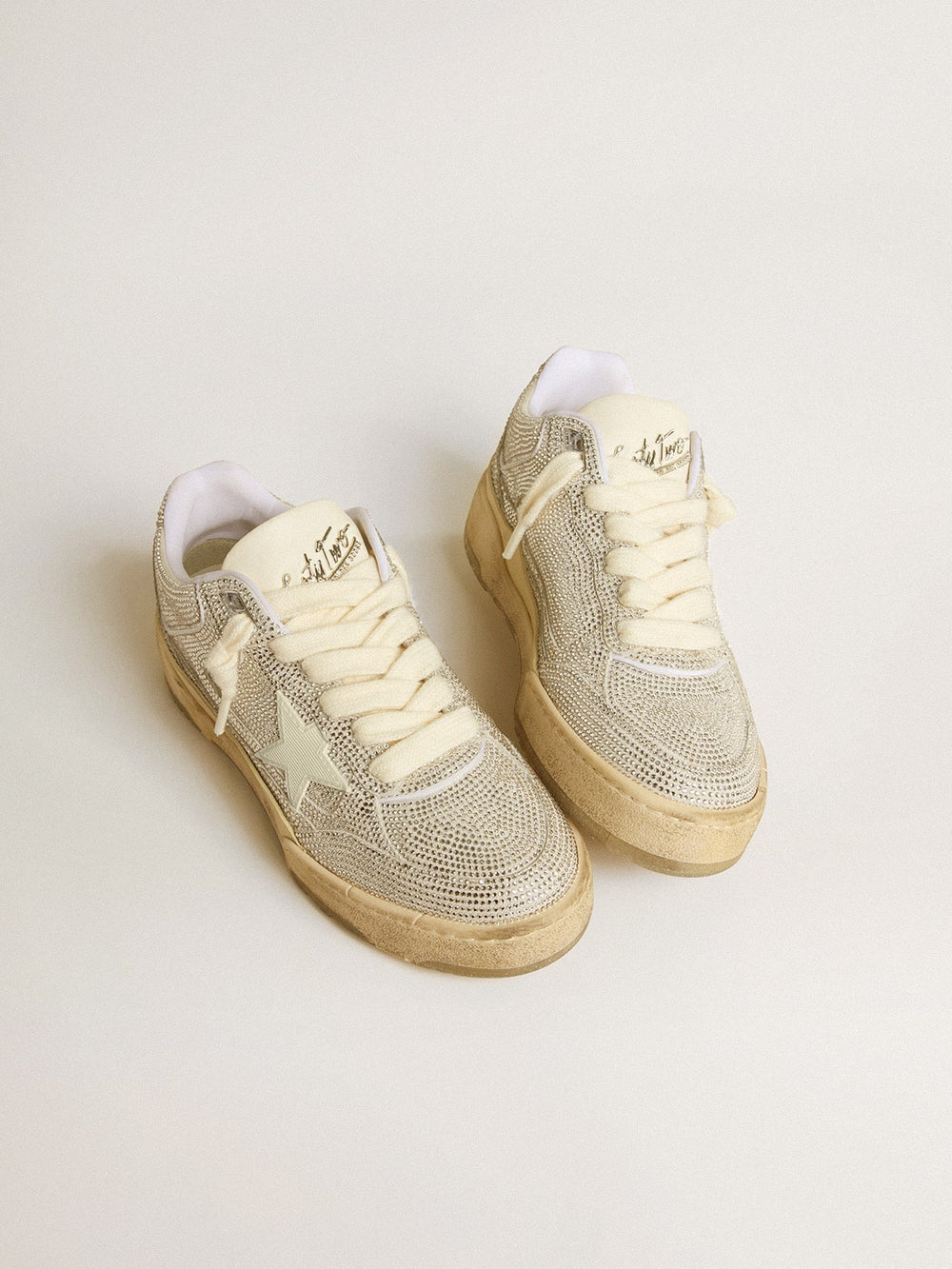 Golden Goose Forty2 in white leather and Swarovski crystals with white TPU star