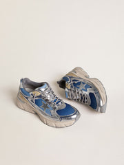 Golden Goose Men's Lightstar  in light blue mesh with white TPU star and silver bio-based inserts
