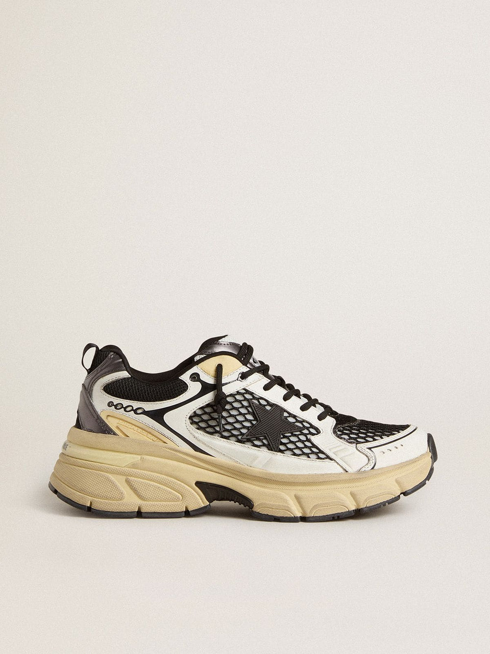 Golden Goose Men’s Lightstar in white leather and black mesh with black TPU star
