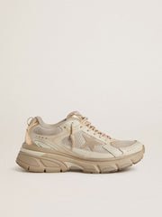 Golden Goose Men’s Lightstar in dove-gray leather and mesh with beige TPU star