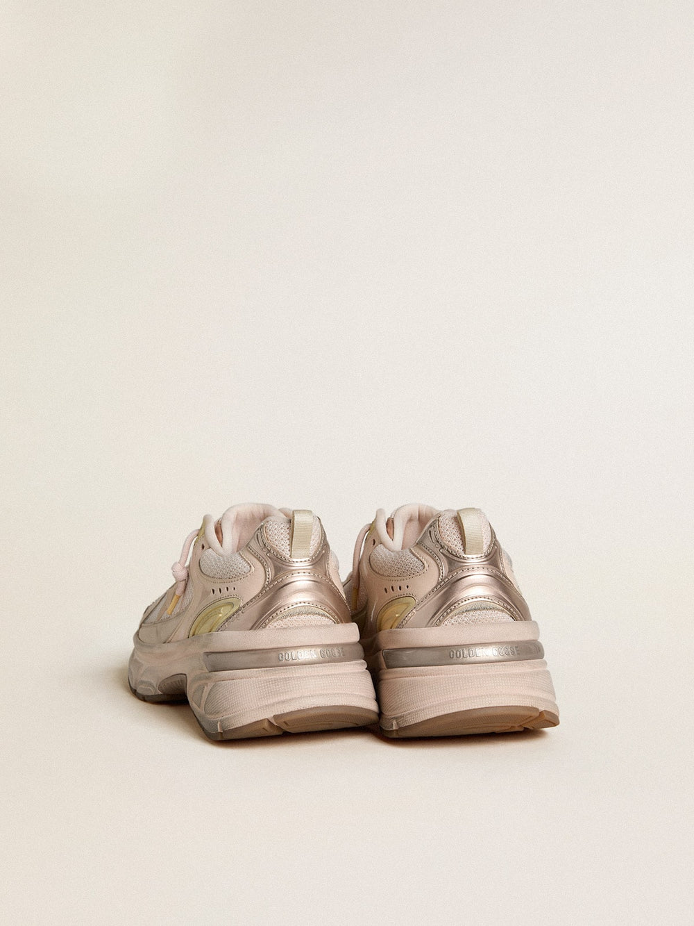 Golden Goose Men’s Lightstar with pink leather and mesh upper and pink star