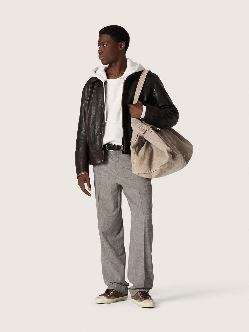Golden Goose Men’s bomber jacket in burgundy nappa leather