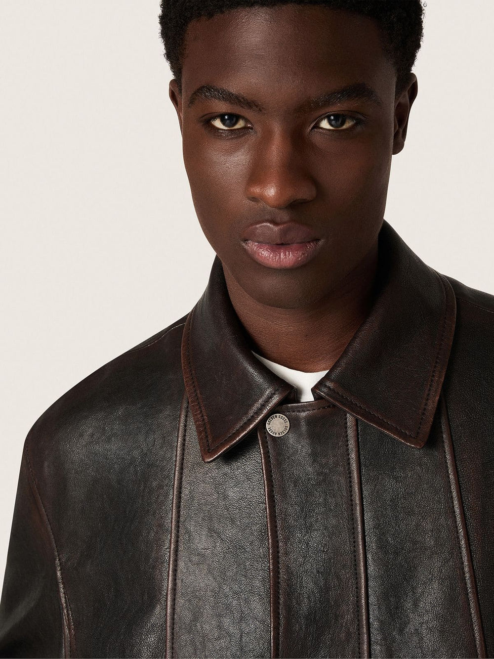 Golden Goose Men’s bomber jacket in burgundy nappa leather