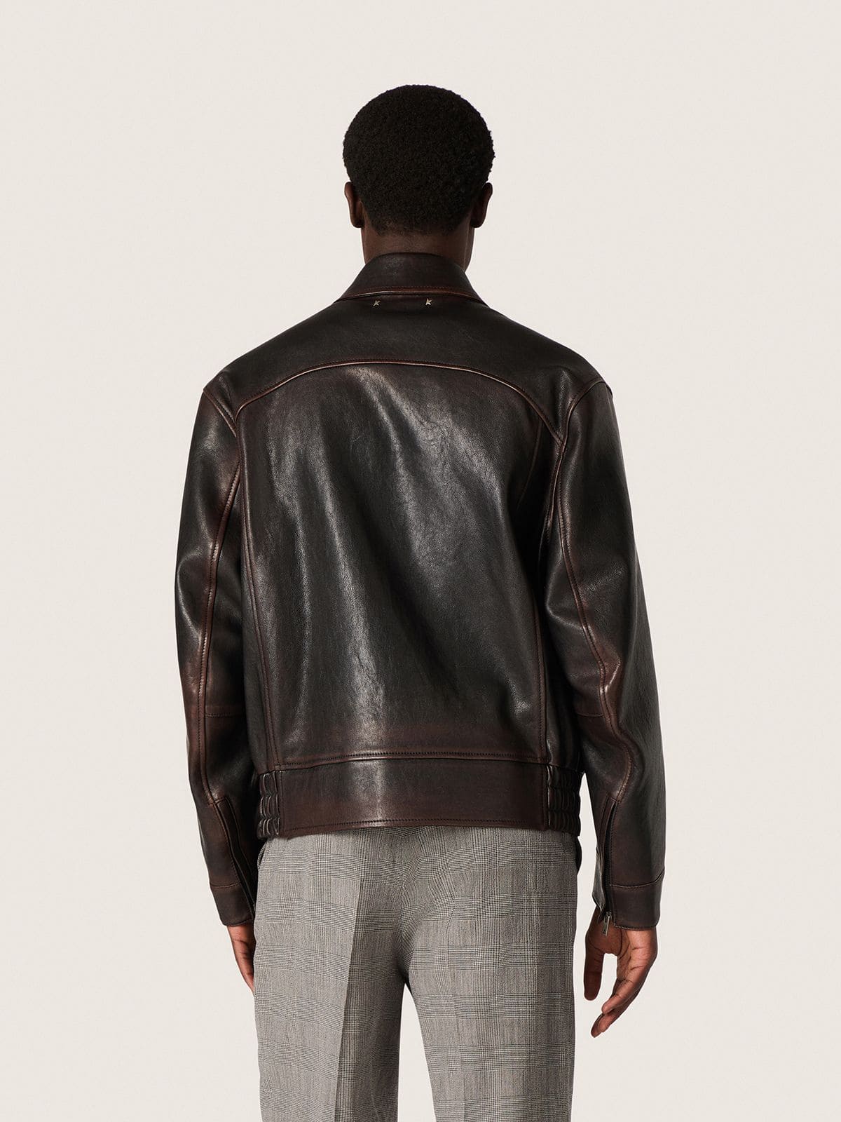 Golden Goose Men’s bomber jacket in burgundy nappa leather