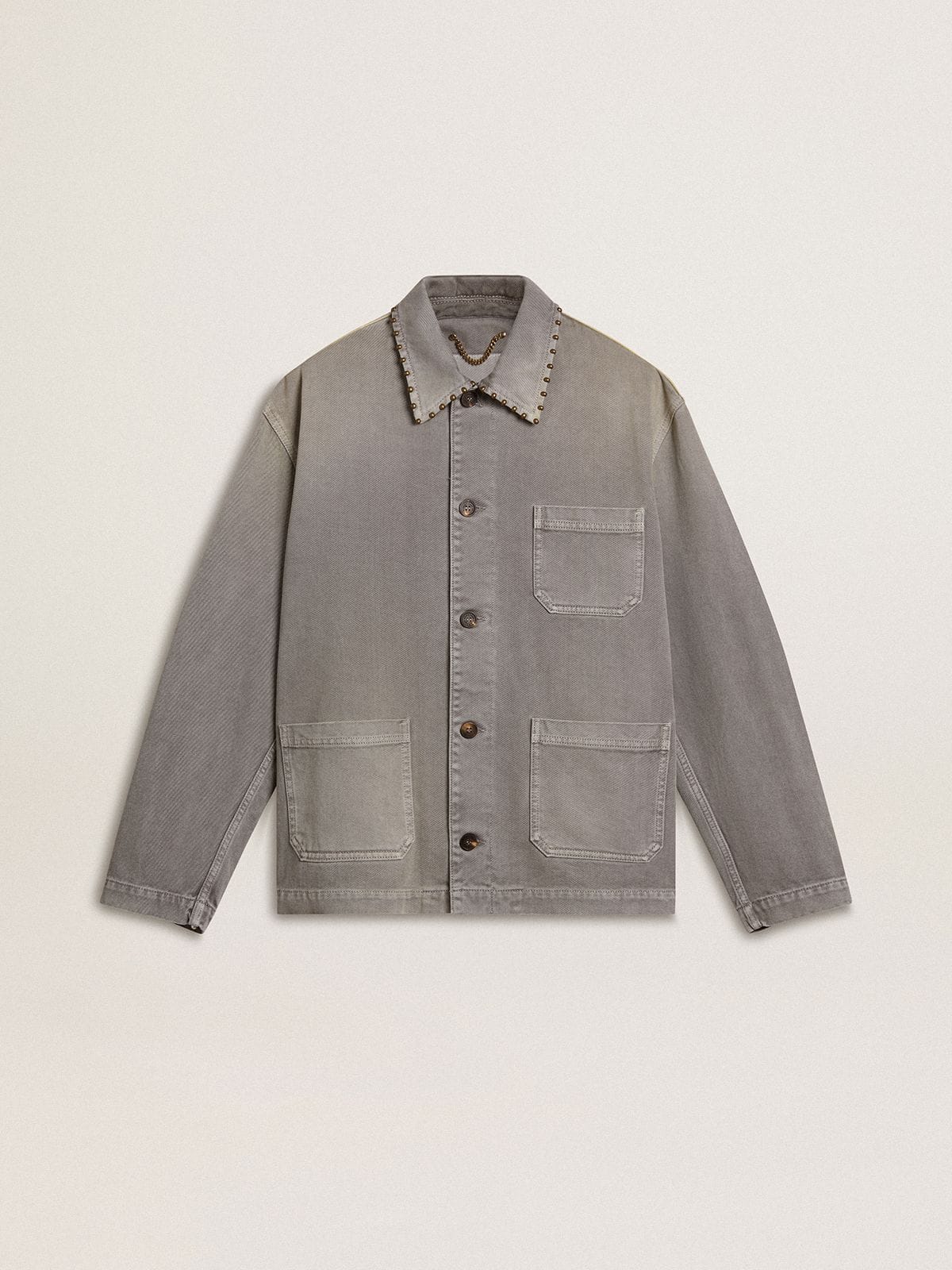 Golden Goose Men's gray denim jacket with studs