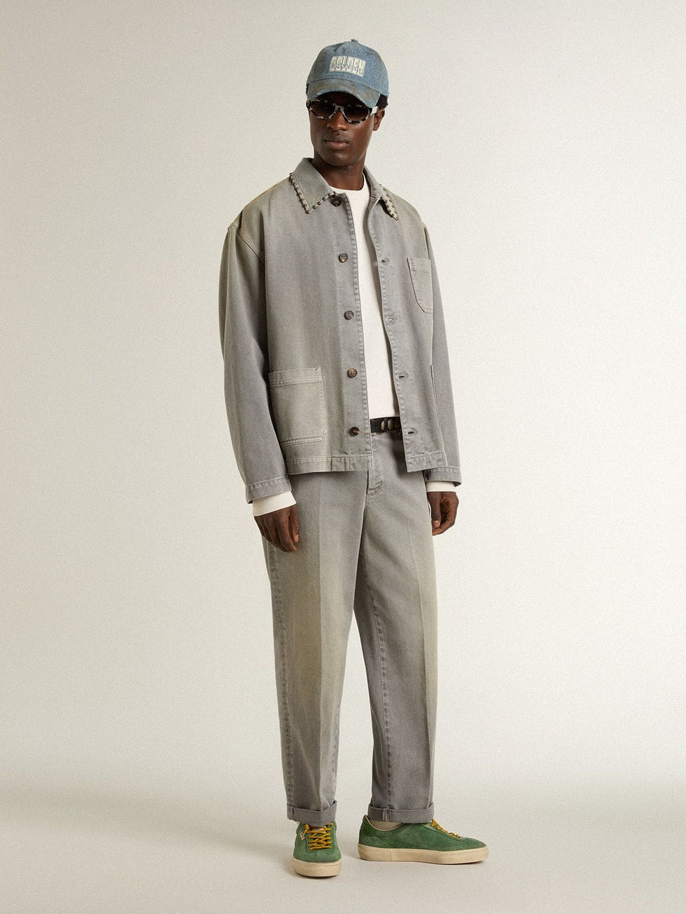 Golden Goose Men's gray denim jacket with studs