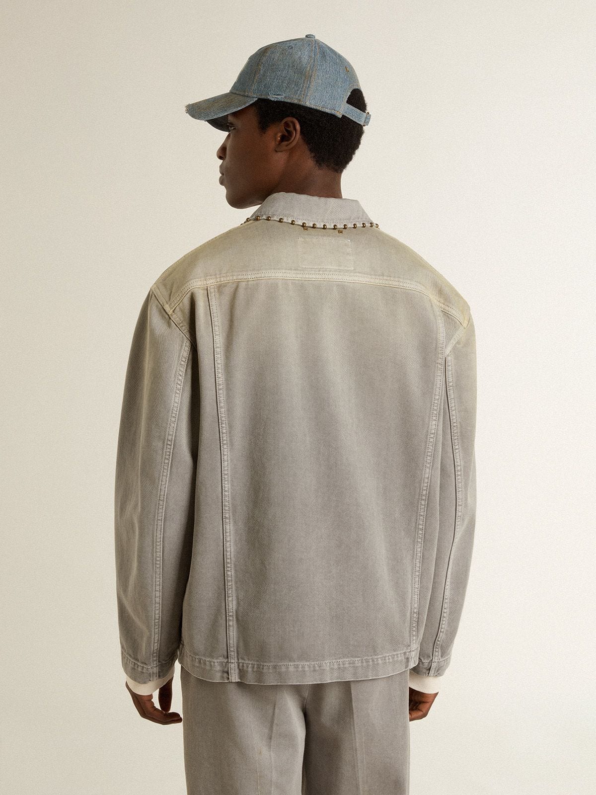 Golden Goose Men's gray denim jacket with studs