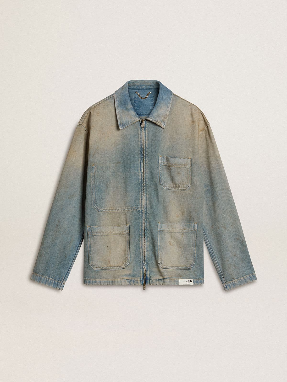 Golden Goose Men's distressed-effect denim jacket with zip