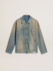 Golden Goose Men's distressed-effect denim jacket with zip