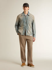 Golden Goose Men's distressed-effect denim jacket with zip