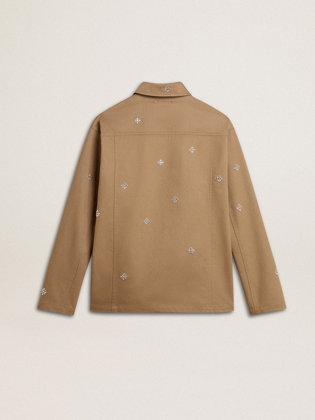 Golden Goose Men's beige jacket with floral embroidery and full zip