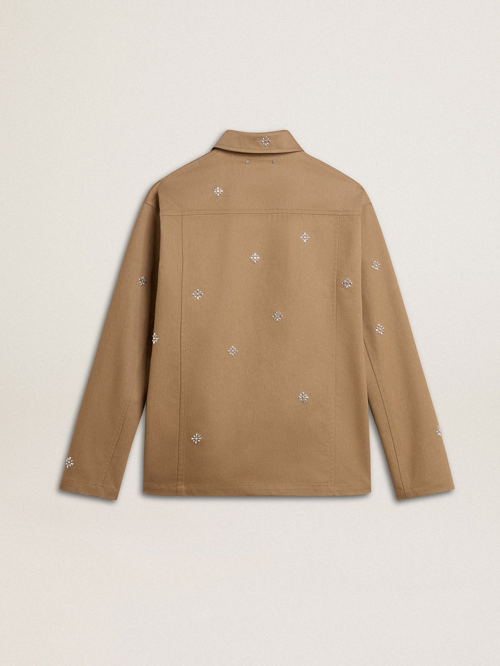 Golden Goose Men's beige jacket with floral embroidery and full zip
