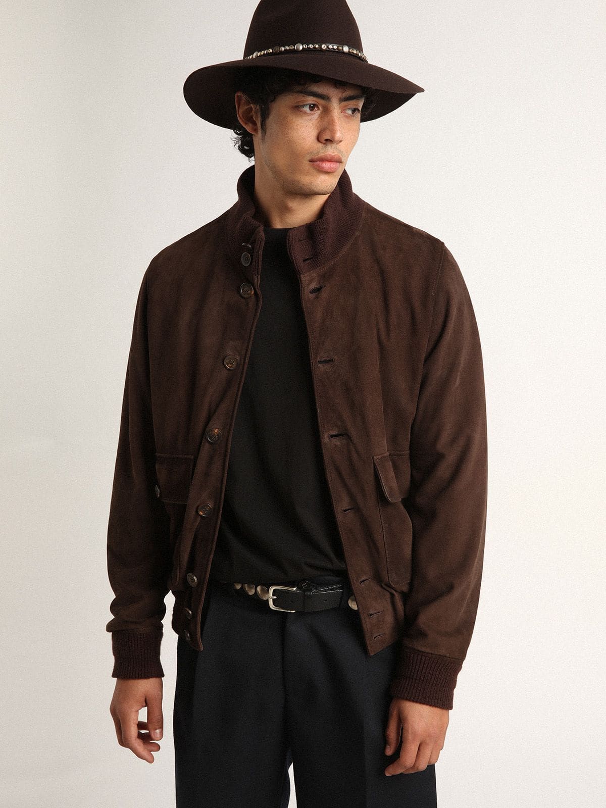 Golden Goose Golden Collection flight jacket in dark brown suede