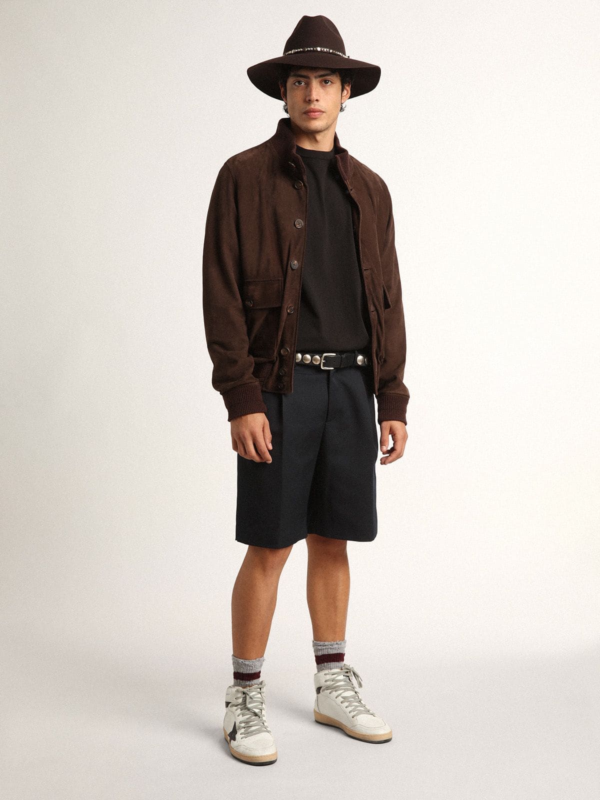 Golden Goose Golden Collection flight jacket in dark brown suede