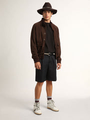 Golden Goose Golden Collection flight jacket in dark brown suede