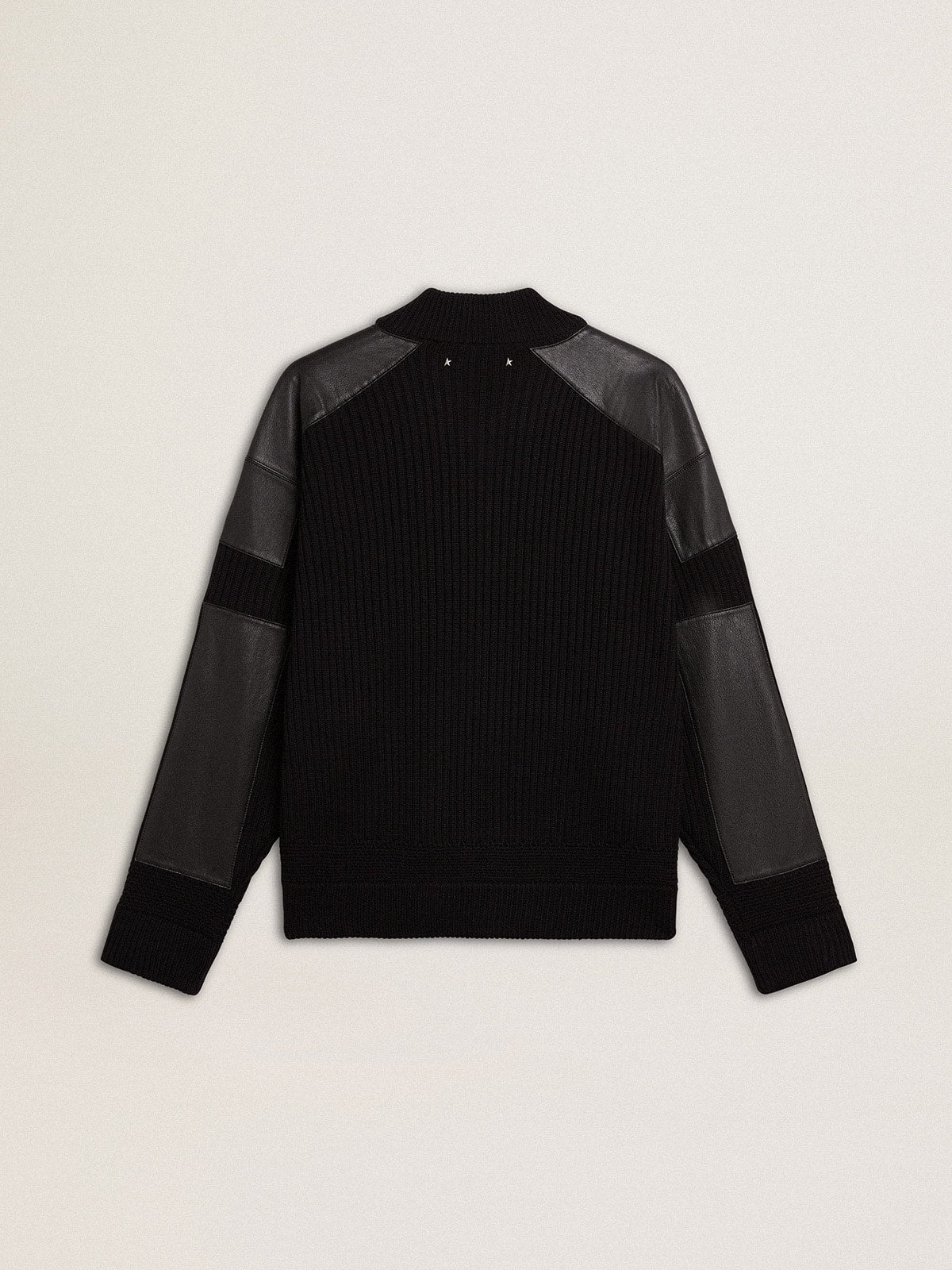Golden Goose Men's black merino wool jacket with leather patches
