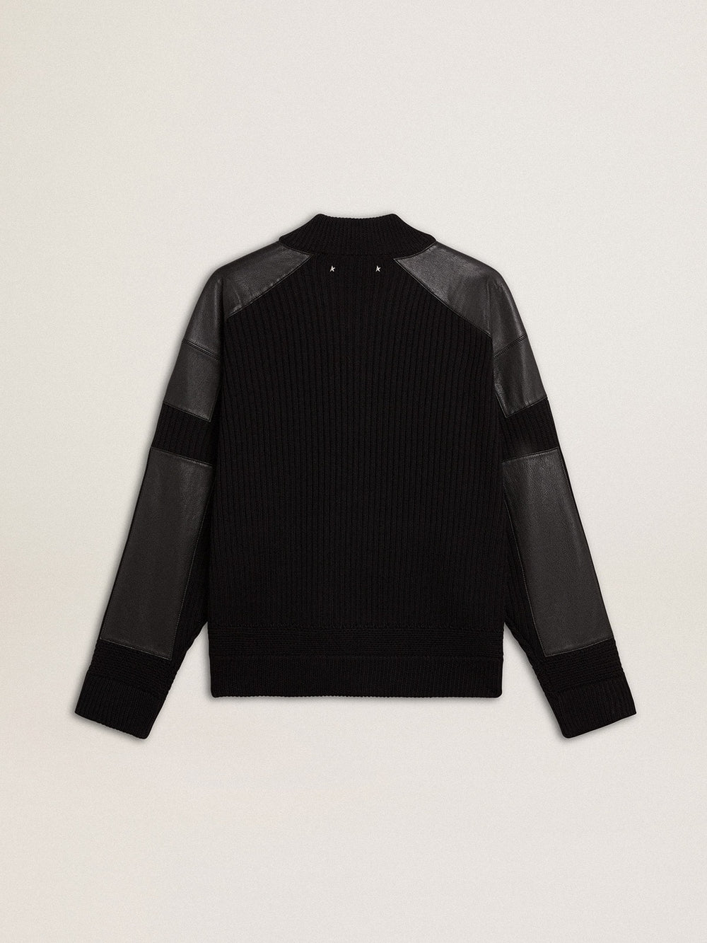 Golden Goose Men's black merino wool jacket with leather patches