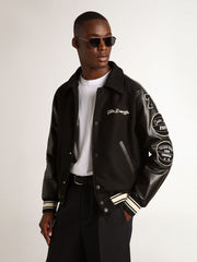 Golden Goose Black wool bomber jacket with patch