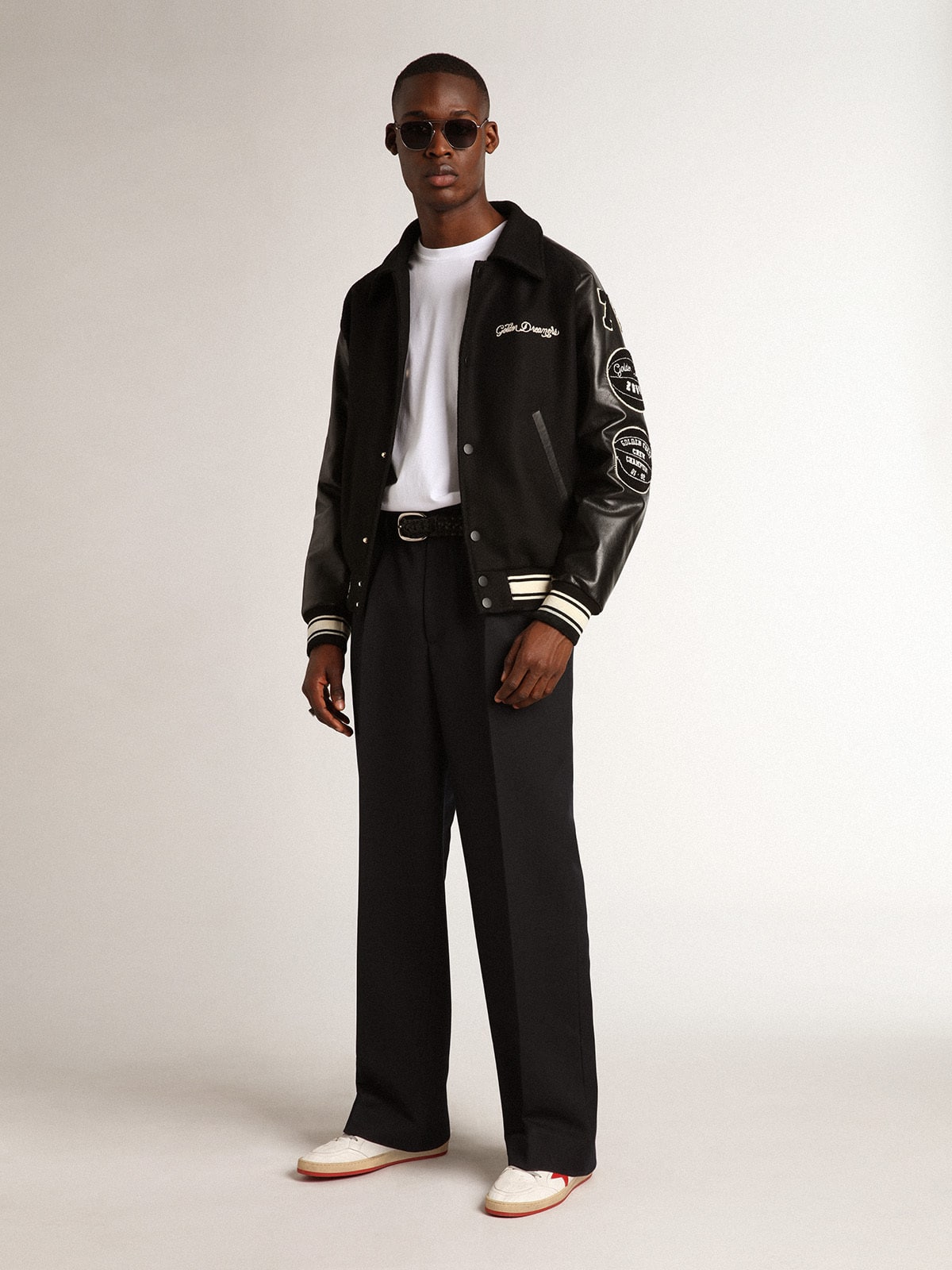 Golden Goose Black wool bomber jacket with patch