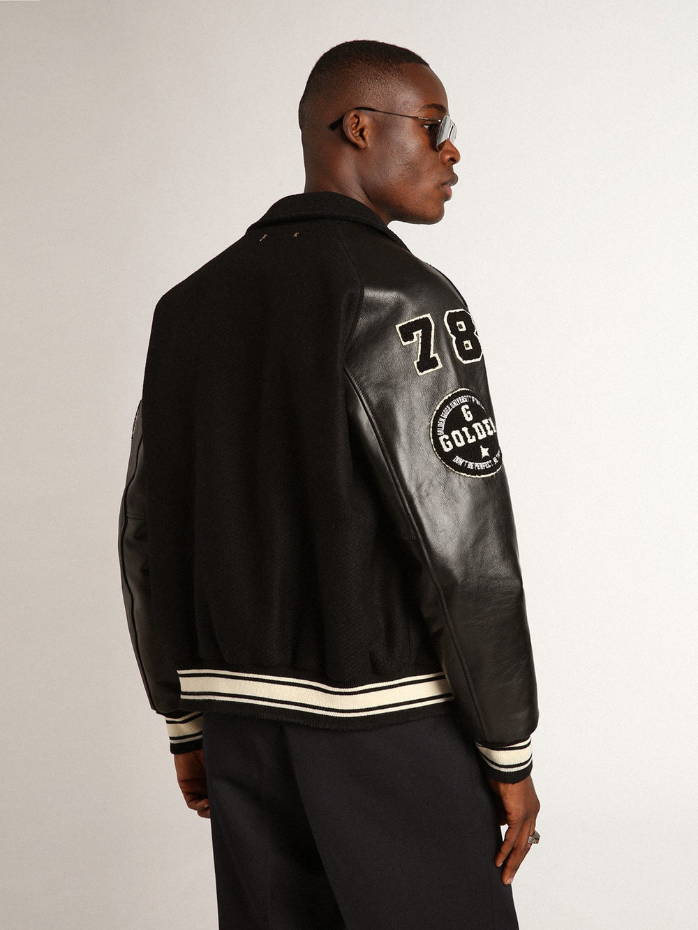 Golden Goose Black wool bomber jacket with patch