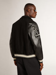 Golden Goose Black wool bomber jacket with patch