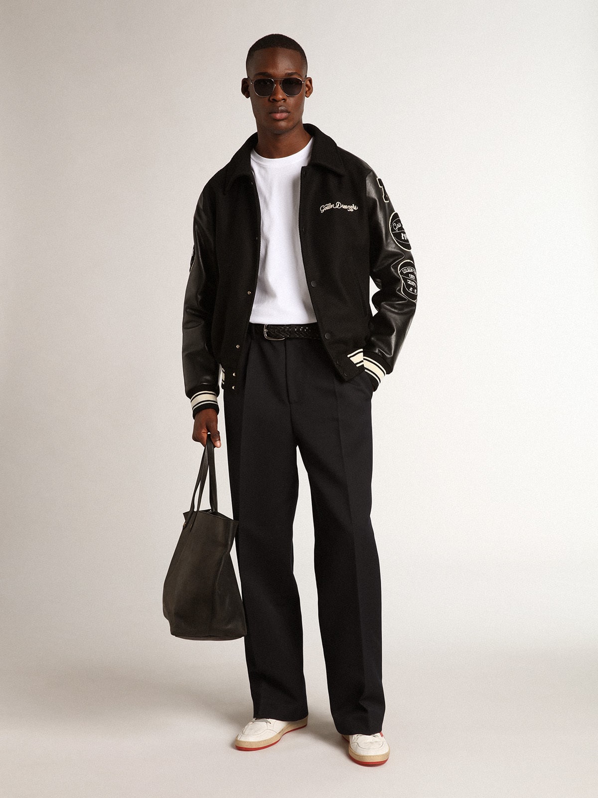 Golden Goose Black wool bomber jacket with patch