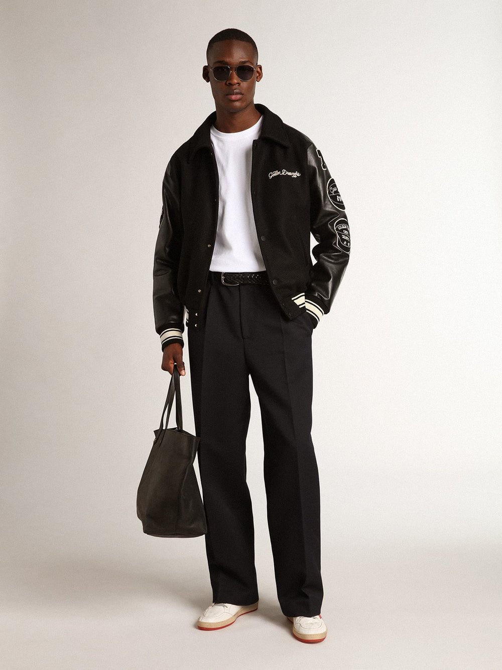 Golden Goose Black wool bomber jacket with patch