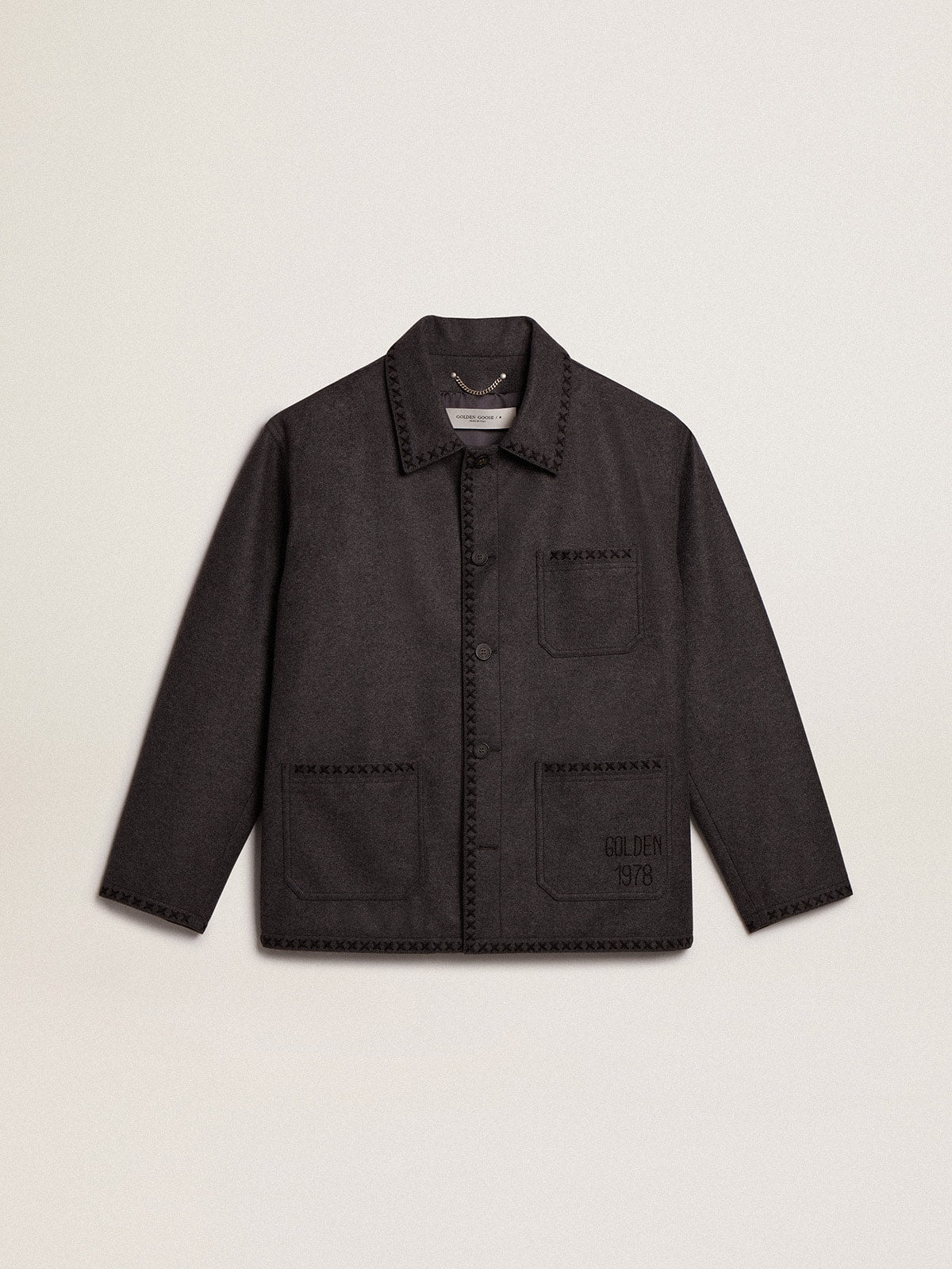 Golden Goose Gray melange woolen jacket with button fastening