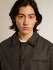 Golden Goose Gray melange woolen jacket with button fastening