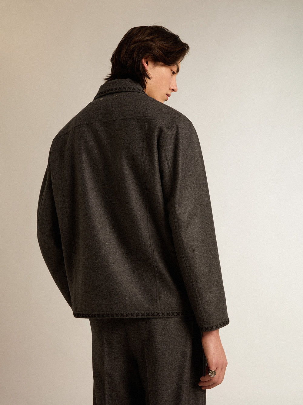 Golden Goose Gray melange woolen jacket with button fastening