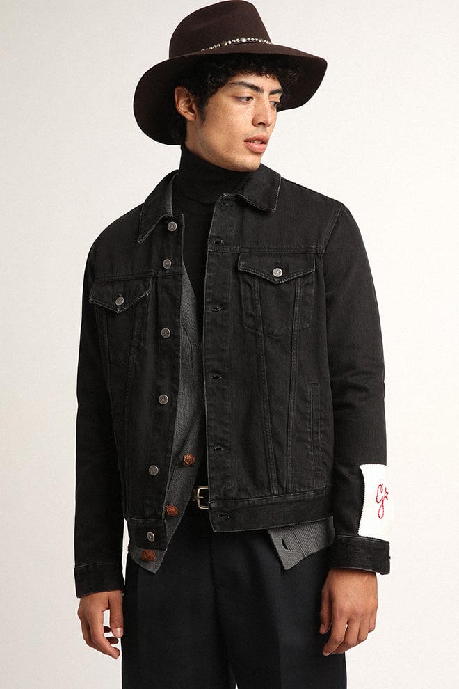 Golden Goose Men’s black one-wash denim jacket