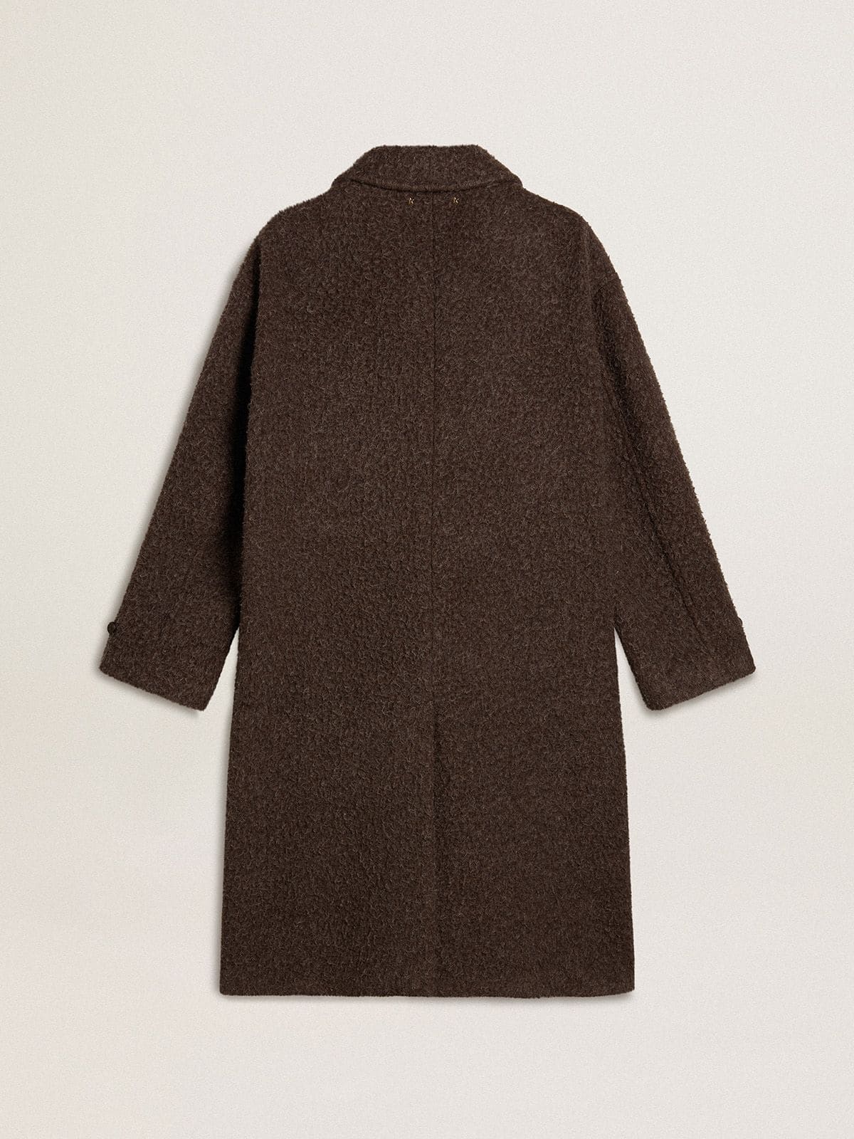 Golden Goose Men's single-breasted Journey coat in wrinkle wool blend with floral pin