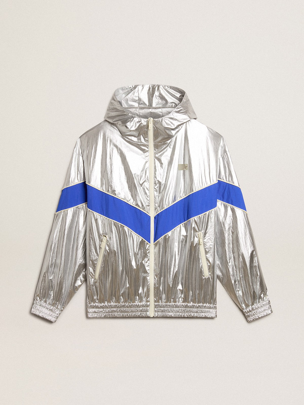 Golden Goose Men's windcheater in silver technical fabric