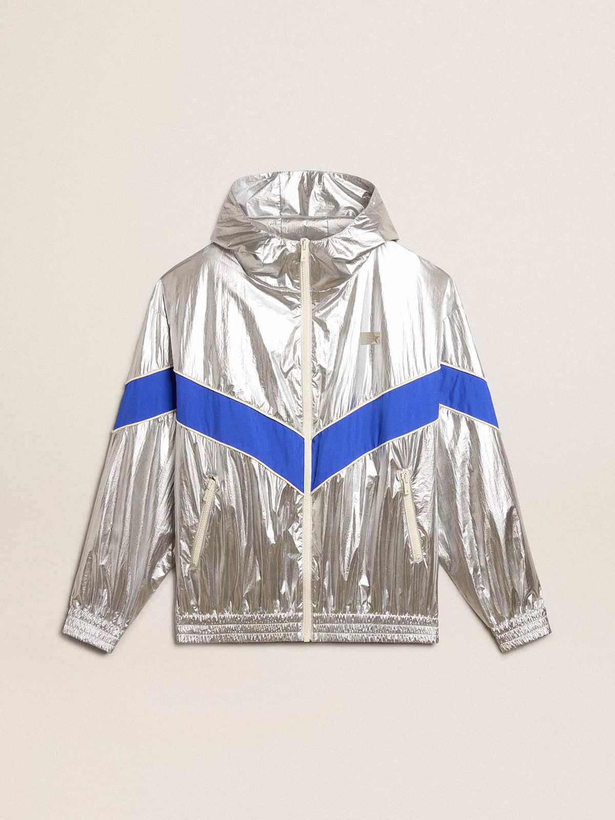Golden Goose Men's windcheater in silver technical fabric