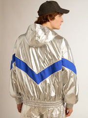 Golden Goose Men's windcheater in silver technical fabric