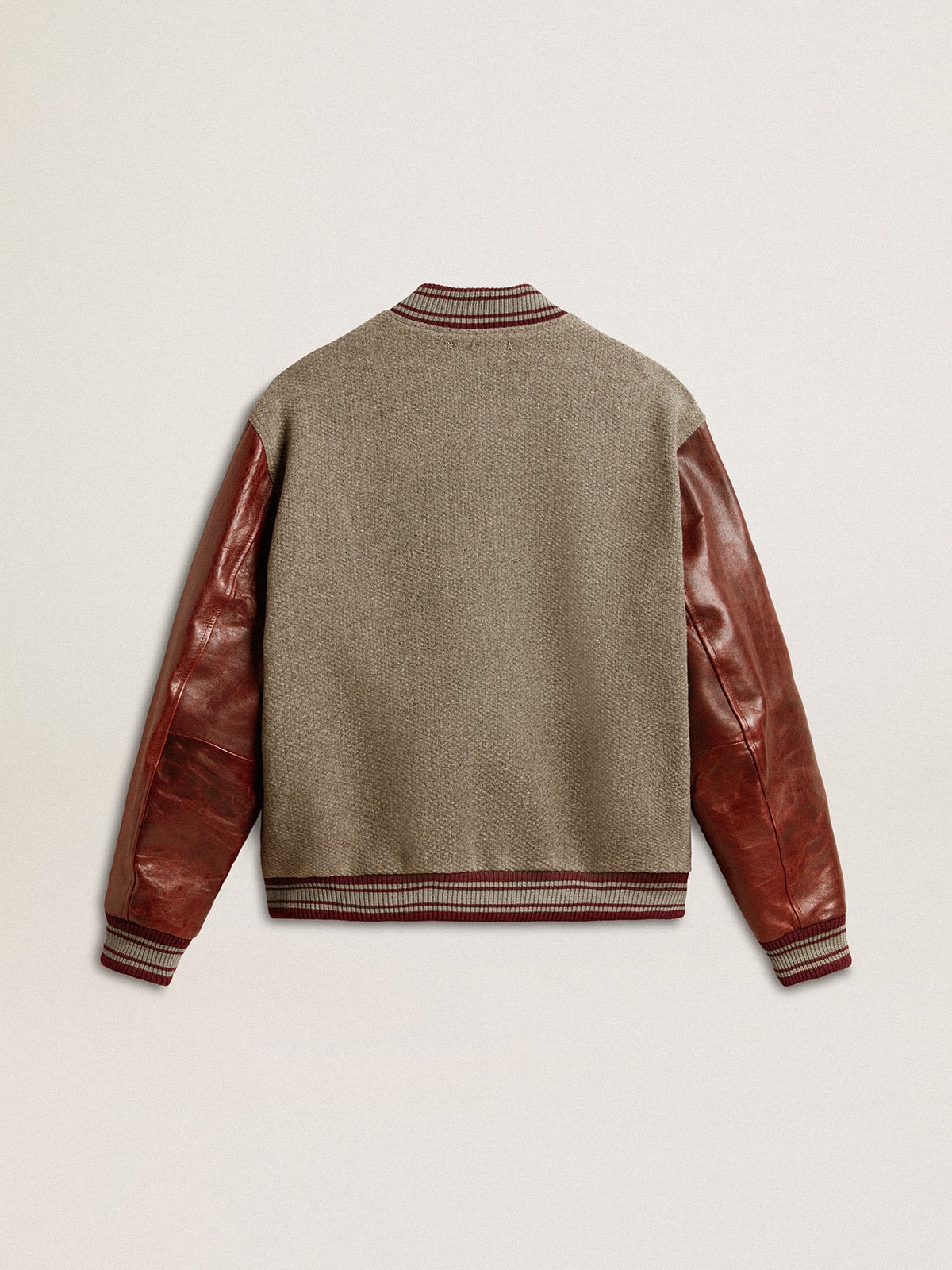 Golden Goose Bomber jacket in gray melange wool with leather sleeves