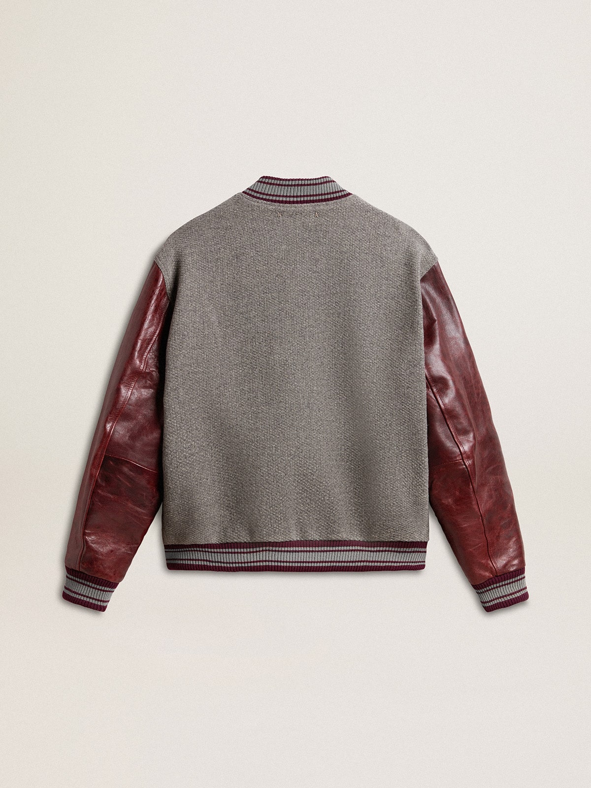 Golden Goose Bomber jacket in gray melange wool with leather sleeves