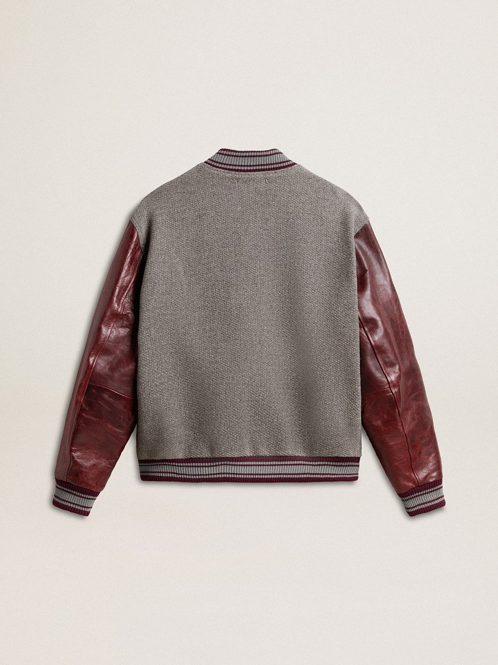 Golden Goose Bomber jacket in gray melange wool with leather sleeves