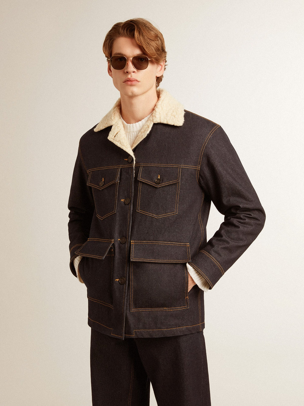 Golden Goose Men's denim pea coat jacket